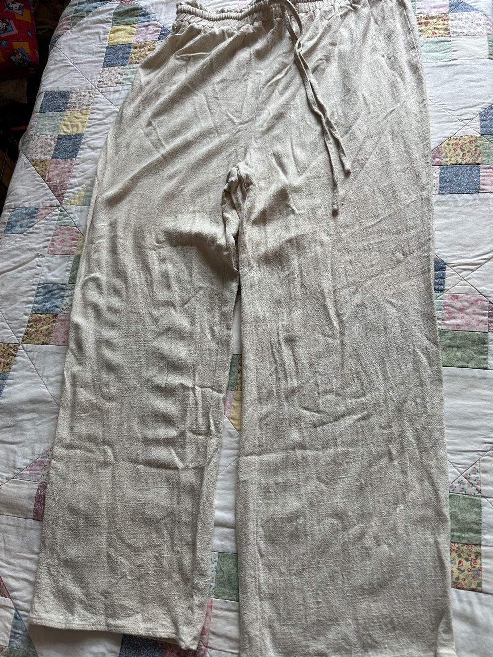 X—Relaxed Drawstring Lounge Joggers in Light Beige